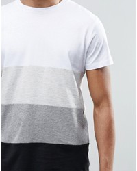 weißes und schwarzes horizontal gestreiftes T-Shirt mit einem Rundhalsausschnitt von Jack and Jones