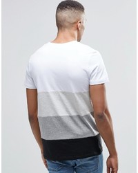 weißes und schwarzes horizontal gestreiftes T-Shirt mit einem Rundhalsausschnitt von Jack and Jones