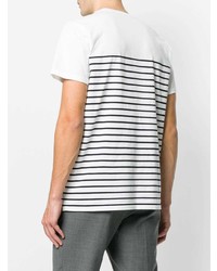 weißes und schwarzes horizontal gestreiftes T-Shirt mit einem Rundhalsausschnitt von Karl Lagerfeld