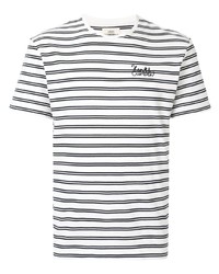 weißes und schwarzes horizontal gestreiftes T-Shirt mit einem Rundhalsausschnitt von Kent & Curwen