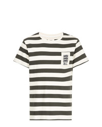 weißes und schwarzes horizontal gestreiftes T-Shirt mit einem Rundhalsausschnitt von Kent & Curwen