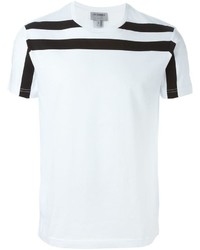 weißes und schwarzes horizontal gestreiftes T-Shirt mit einem Rundhalsausschnitt von Les Hommes