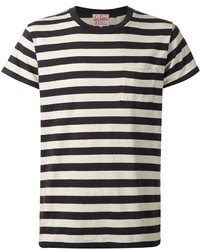 weißes und schwarzes horizontal gestreiftes T-Shirt mit einem Rundhalsausschnitt von Levi's