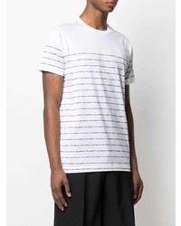 weißes und schwarzes horizontal gestreiftes T-Shirt mit einem Rundhalsausschnitt von Karl Lagerfeld