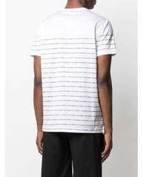 weißes und schwarzes horizontal gestreiftes T-Shirt mit einem Rundhalsausschnitt von Karl Lagerfeld