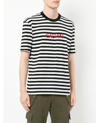 weißes und schwarzes horizontal gestreiftes T-Shirt mit einem Rundhalsausschnitt von CK Calvin Klein