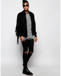 weißes und schwarzes horizontal gestreiftes T-Shirt mit einem Rundhalsausschnitt von Asos