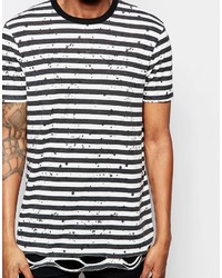 weißes und schwarzes horizontal gestreiftes T-Shirt mit einem Rundhalsausschnitt von Asos