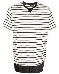 weißes und schwarzes horizontal gestreiftes T-Shirt mit einem Rundhalsausschnitt von Low Brand