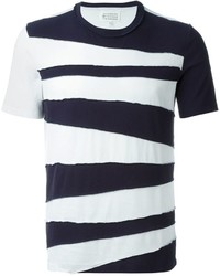 weißes und schwarzes horizontal gestreiftes T-Shirt mit einem Rundhalsausschnitt von Maison Margiela