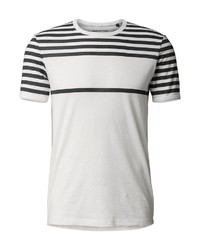 weißes und schwarzes horizontal gestreiftes T-Shirt mit einem Rundhalsausschnitt von Marc O'Polo
