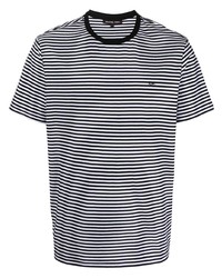 weißes und schwarzes horizontal gestreiftes T-Shirt mit einem Rundhalsausschnitt von Michael Kors