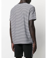 weißes und schwarzes horizontal gestreiftes T-Shirt mit einem Rundhalsausschnitt von Michael Kors