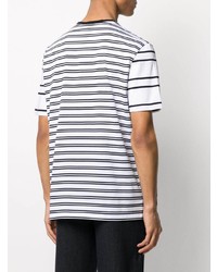 weißes und schwarzes horizontal gestreiftes T-Shirt mit einem Rundhalsausschnitt von BOSS