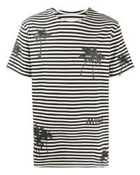 weißes und schwarzes horizontal gestreiftes T-Shirt mit einem Rundhalsausschnitt von Myar