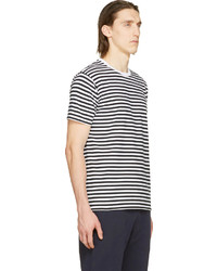 weißes und schwarzes horizontal gestreiftes T-Shirt mit einem Rundhalsausschnitt von Coolmax