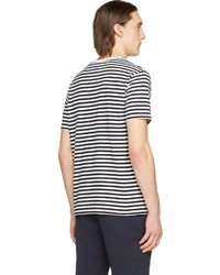 weißes und schwarzes horizontal gestreiftes T-Shirt mit einem Rundhalsausschnitt von Coolmax