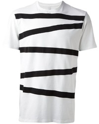weißes und schwarzes horizontal gestreiftes T-Shirt mit einem Rundhalsausschnitt von Neil Barrett