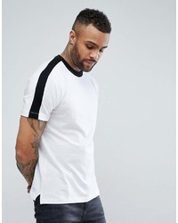 weißes und schwarzes horizontal gestreiftes T-Shirt mit einem Rundhalsausschnitt von New Look