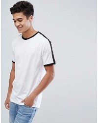weißes und schwarzes horizontal gestreiftes T-Shirt mit einem Rundhalsausschnitt von ONLY & SONS