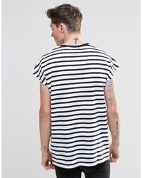 weißes und schwarzes horizontal gestreiftes T-Shirt mit einem Rundhalsausschnitt von Asos