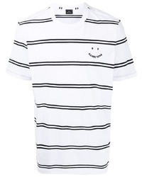 weißes und schwarzes horizontal gestreiftes T-Shirt mit einem Rundhalsausschnitt von PS Paul Smith
