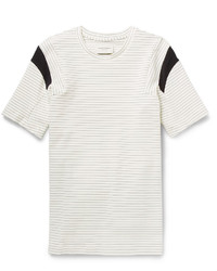 weißes und schwarzes horizontal gestreiftes T-Shirt mit einem Rundhalsausschnitt von Public School