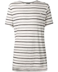 weißes und schwarzes horizontal gestreiftes T-Shirt mit einem Rundhalsausschnitt von Publish