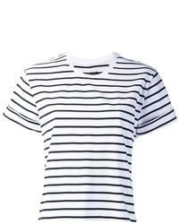 weißes und schwarzes horizontal gestreiftes T-Shirt mit einem Rundhalsausschnitt von Rag and Bone