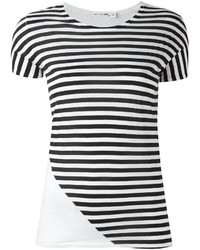 weißes und schwarzes horizontal gestreiftes T-Shirt mit einem Rundhalsausschnitt von Rag & Bone