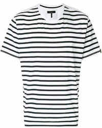 weißes und schwarzes horizontal gestreiftes T-Shirt mit einem Rundhalsausschnitt von rag & bone