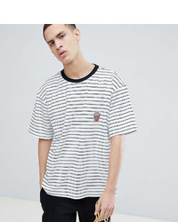 weißes und schwarzes horizontal gestreiftes T-Shirt mit einem Rundhalsausschnitt von Reclaimed Vintage