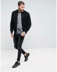 weißes und schwarzes horizontal gestreiftes T-Shirt mit einem Rundhalsausschnitt von Asos