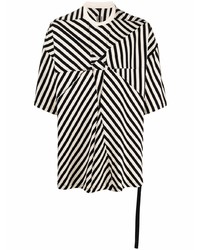 weißes und schwarzes horizontal gestreiftes T-Shirt mit einem Rundhalsausschnitt von Rick Owens DRKSHDW