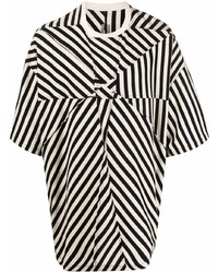 weißes und schwarzes horizontal gestreiftes T-Shirt mit einem Rundhalsausschnitt von Rick Owens DRKSHDW