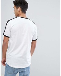 weißes und schwarzes horizontal gestreiftes T-Shirt mit einem Rundhalsausschnitt von ONLY & SONS
