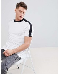 weißes und schwarzes horizontal gestreiftes T-Shirt mit einem Rundhalsausschnitt von New Look