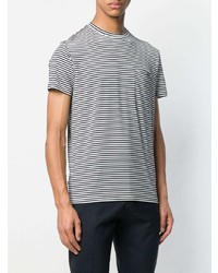 weißes und schwarzes horizontal gestreiftes T-Shirt mit einem Rundhalsausschnitt von Rrd