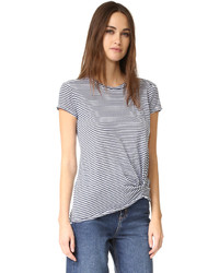 weißes und schwarzes horizontal gestreiftes T-Shirt mit einem Rundhalsausschnitt von Stateside