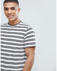 weißes und schwarzes horizontal gestreiftes T-Shirt mit einem Rundhalsausschnitt