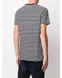 weißes und schwarzes horizontal gestreiftes T-Shirt mit einem Rundhalsausschnitt von Tommy Hilfiger