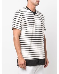 weißes und schwarzes horizontal gestreiftes T-Shirt mit einem Rundhalsausschnitt von Low Brand