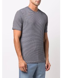 weißes und schwarzes horizontal gestreiftes T-Shirt mit einem Rundhalsausschnitt von Armani Collezioni