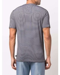 weißes und schwarzes horizontal gestreiftes T-Shirt mit einem Rundhalsausschnitt von Armani Collezioni