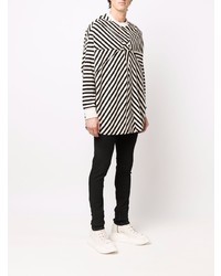 weißes und schwarzes horizontal gestreiftes T-Shirt mit einem Rundhalsausschnitt von Rick Owens DRKSHDW