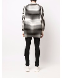 weißes und schwarzes horizontal gestreiftes T-Shirt mit einem Rundhalsausschnitt von Rick Owens DRKSHDW