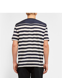 weißes und schwarzes horizontal gestreiftes T-Shirt mit einem Rundhalsausschnitt von Lanvin