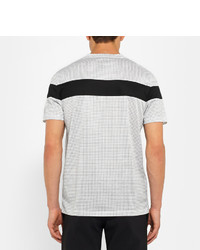 weißes und schwarzes horizontal gestreiftes T-Shirt mit einem Rundhalsausschnitt von Calvin Klein Collection