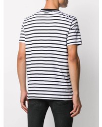 weißes und schwarzes horizontal gestreiftes T-Shirt mit einem Rundhalsausschnitt von Diesel