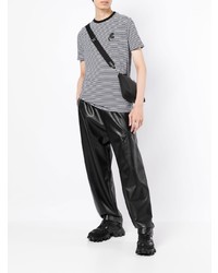 weißes und schwarzes horizontal gestreiftes T-Shirt mit einem Rundhalsausschnitt von Karl Lagerfeld